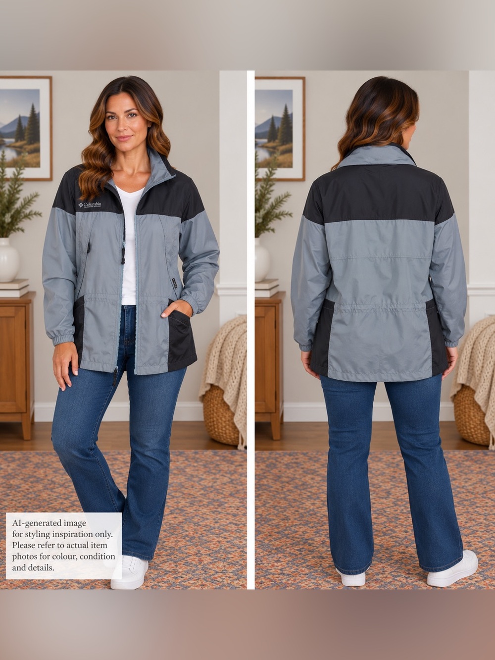 Columbia Two-Tone Gray and Black Women's Windbreaker